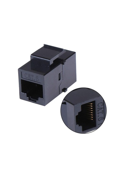 Ayt Powermaster Pm-25454 Rj45 Cat6 Dişi Dişi 8p-8c Ara Kaplin Coupler Adaptör Siyah İnternet Kablosu Birleştirici Ek