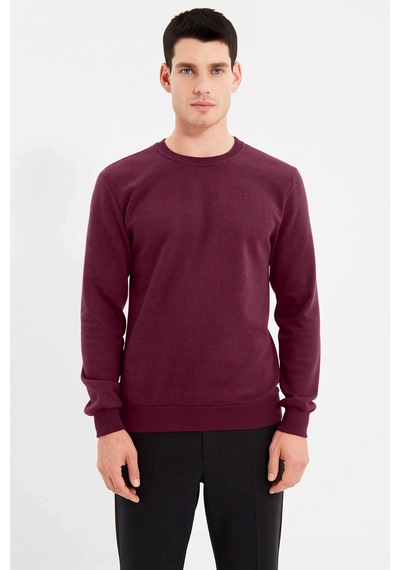 Benerly Erkek Bisiklet Yaka Standart Kol Regular Kalıp Sweatshirt Fonksiy Bordo