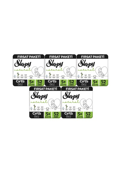Sleepy Bebek Bezi Naturel 13-20 Kg  Junior Plus 260 Adet 5+ Numara