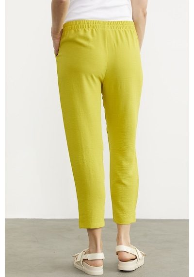 Paça Büzgü Detaylı Krep Pantolon - Fıstık Yeşili 001
