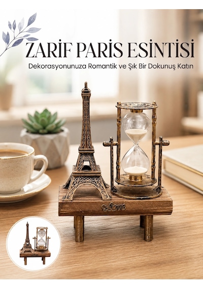 Mey İthalat Paris Eyfel Kulesi Hediyelik Eyfel Retro Kum Saati Dekoratif Eşya Yeni Nesil
