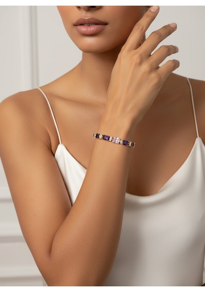 Valmont Accessories Kadın Gold Renk Çok Renkli Baget Taşlı Bileklik