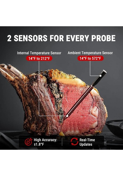 Thermopro Tp962 Twin Tempspike Tam Kablosuz Çift Problu Akıllı Et Termometresi, 150m Menzilli Bluetooth Barbekü Ve F Diğer