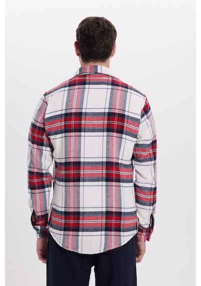Tudors Erkek Slim Fit Dar Kesim Kareli Kışlık Oduncu Gömlek-42097 Çok Renkli