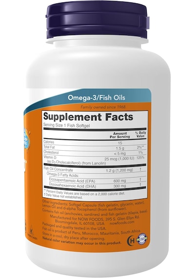 Now Ultra Omega 3-d , Omega 3 Fish Oil 1200 Mg Epa 600 Dha 300 +