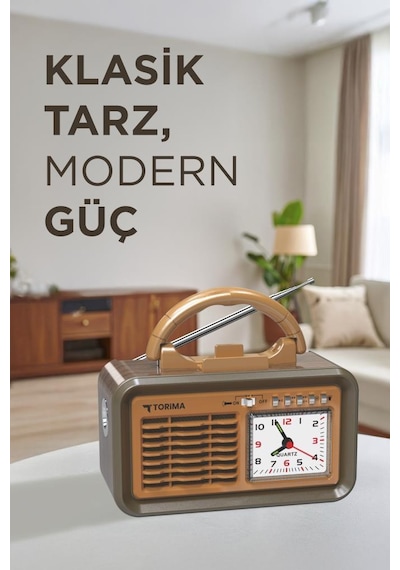 Torima D60 Kahverengi Nostalji Radyo Kablosuz Bluetooth Hoparlör