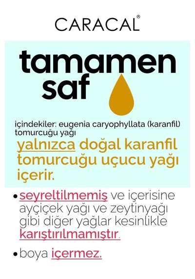 Caracal Doğal Karanfil Yağı 30ml %100 Saf Katkısız Karanfil Uçucu Yağı 30 ML