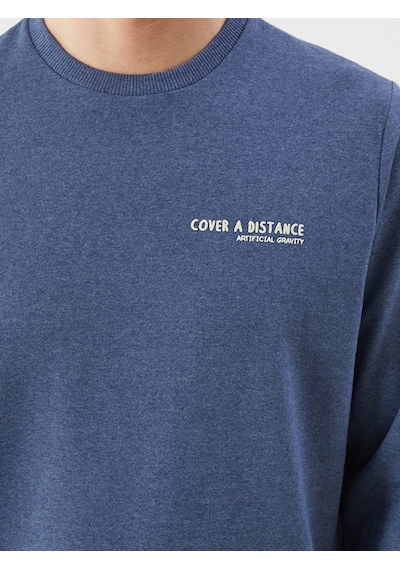 Lcw Eco Mavi Bisiklet Yaka Uzun Kollu Baskılı Erkek Sweatshirt