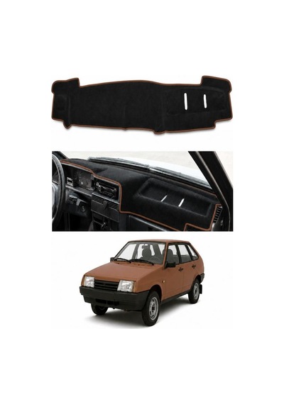 Lada - Samara Enjeksiyonlu 1995-2004 Uyumlu Torpido Koruma Kılıfı - Kahverengi Şeritli