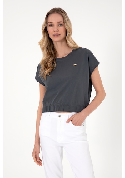 U.S. Polo Assn. Kadın Antrasit Bisiklet Yaka Tişört 50305720-VR006