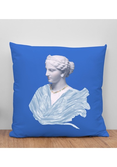 Bk Gift Modern Art Tasarımlı Mavi Kırlent Yastık, Arkadaşa Hediye, Ev Dekorasyonu, Ev Hediyesi-1