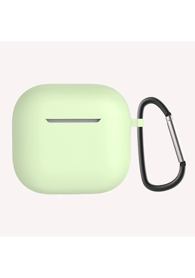 Apple Uyumlu AirPods 4 Kılıfı Silikon Kılıf Şarj Bölümü Tıpalı Soft Yumuşak Kablosuz Şarj Destekli K Açık Yeşil