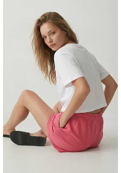 Elemge Kadın Pamuklu Pembe Beli Ipli Şort Günlük Basic Regular Fit Cepli Normal Bel Rahat Esnek 2 Iplik Elemge Kadın Pamuklu Pembe Beli Ipli Şort Günlük Basic Regular Fit Cepli Normal Bel Rahat Esnek 2 Iplik