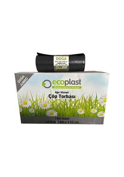 Ecoplast Jumbo Boy Siyah Çöp Torbası Poşeti 700 G 90 L 80 x 110 CM 10 x 10'lu