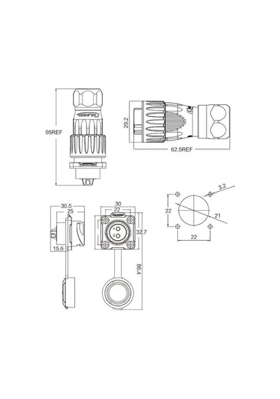 Dh-20-j02sx-03-401 2-pin Su Geçirmez Konnektör - Dişi