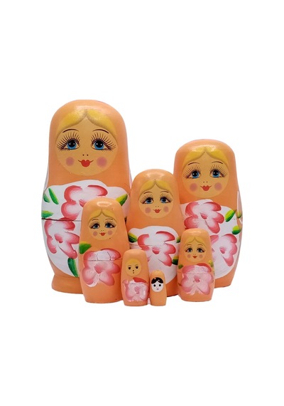 Ahşap Matruşka Bebek Yedili Set Turuncu