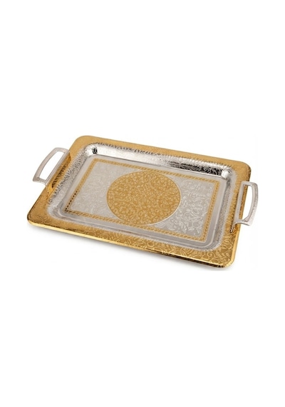 Winter Dikdort. Metal Tepsi 35 X 25 Cm Kçk Gold