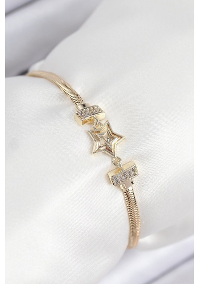 Pirinç Zirkon Taşlı Yıldız Model Gold Renk Kadın Bileklik Çok Renkli 28430012
