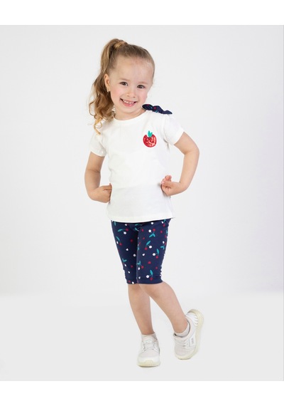Harika Kids Kız Bebek Kaprili Kısa Kollu Apolet Baskılı Yazlık Basic Alt-üst Takım 6-24 Ay 001