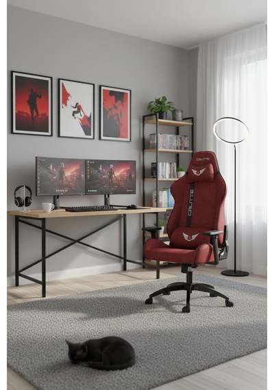 Breeze Brz Oyuncu Koltuğu Nefes Alabilir Kumaş Ergonomik Gaming Koltuk Kırmızı Çok Renkli
