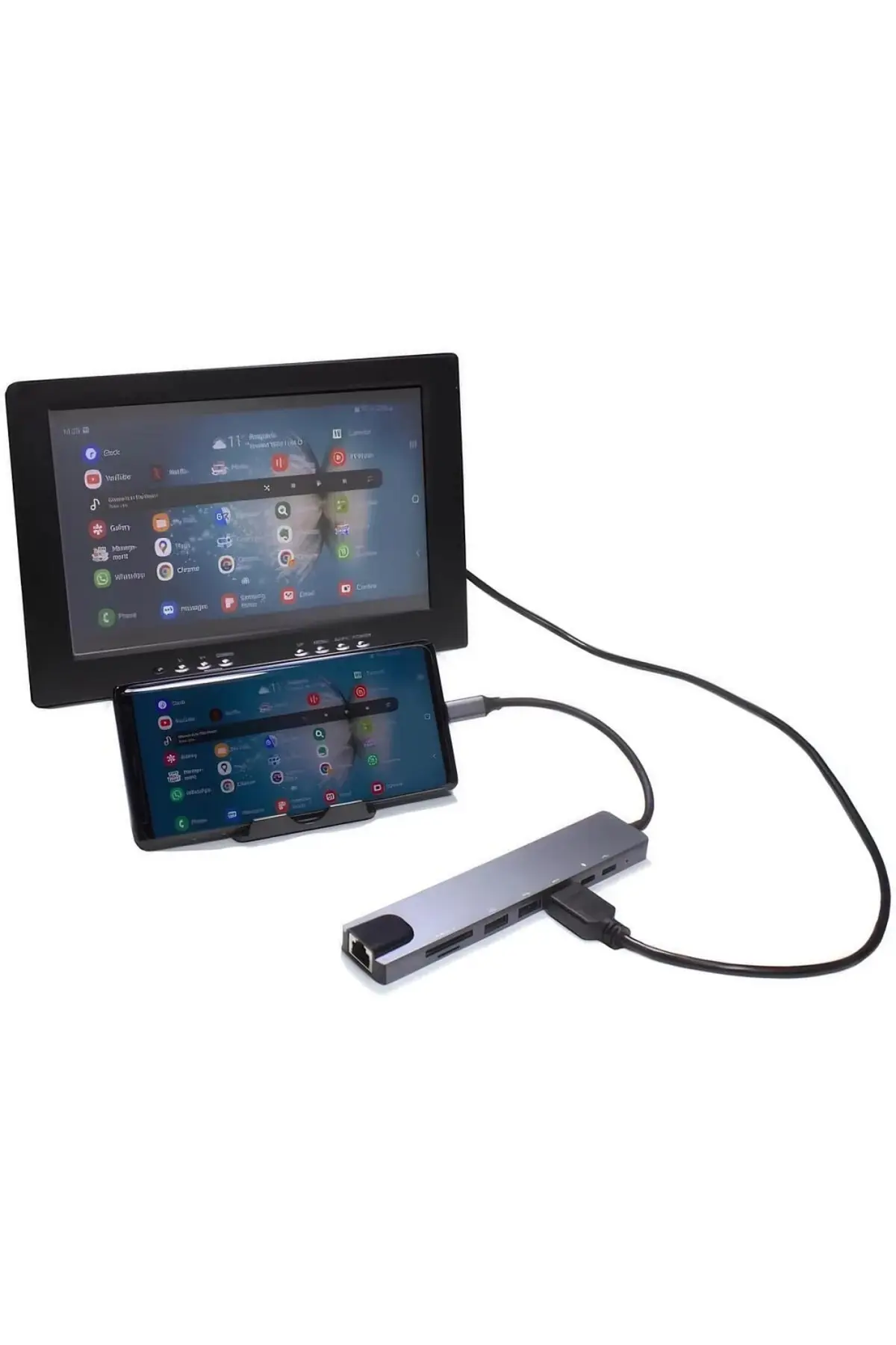 Yeni Nesil Ethernet Girişi Usb Çoklayıcı 8in1 Usb Typec Hub Port Hdmi Usb Adaptör Type-c Girişli Hub