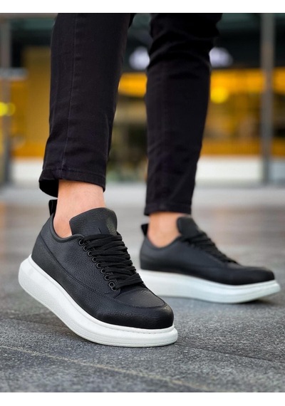 Ay Mood Jy814 Axel Bağcıklı Cilt Erkek Günlük Sneaker Ayakkabı Cbt Siyah