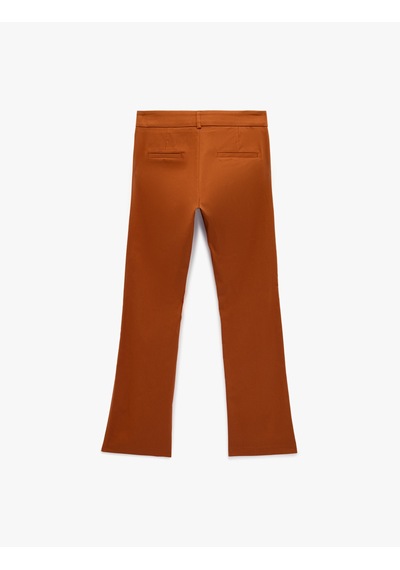 Koton Slim Fit İspanyol Paça Pantolon Kahverengi 6wak40246pw Kahve