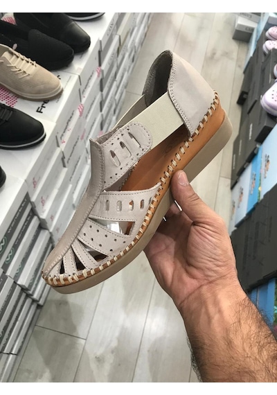 Casso Önü Kapalı Ortopedik Hakiki Deri Sandalet Toprak
