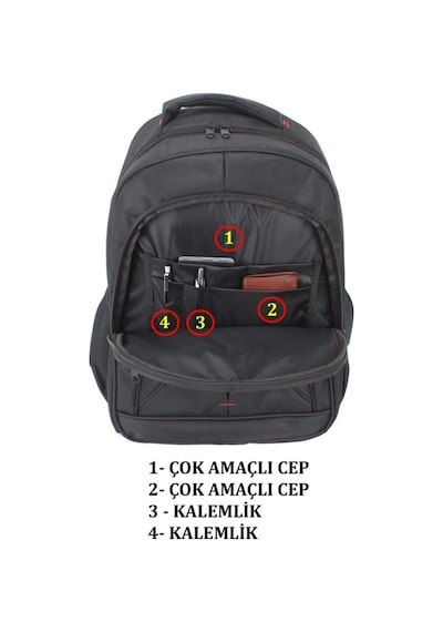 Case Club 2114 Büyük Laptop Sırt Çantası 17 İnç Kılıf Hediyeli Günlük Okul Sırt Çantası Siyah