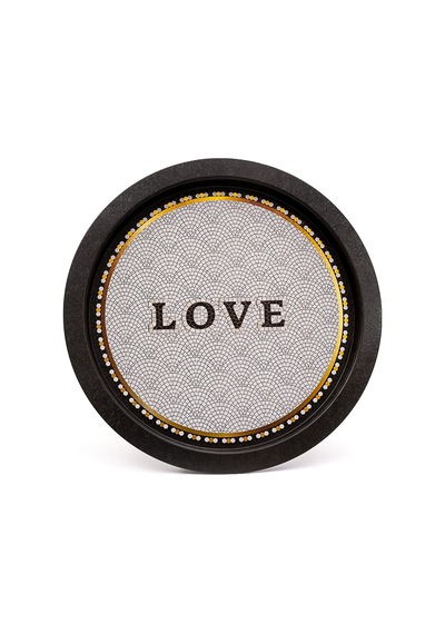 Mosaic Love Desenli Yuvarlak Metal Tepsi, 31.5 Cm