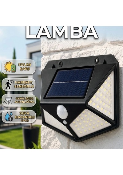 Sensörlü Solar Led Bahçe Lambası Geniş Açılı Dış Mekan Aydınlatma Duvar Tipi