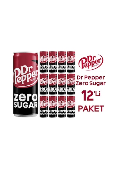 Dr Pepper Zero Karışık Aromalı Şekersiz Gazlı İçecek 12 x 330 ML