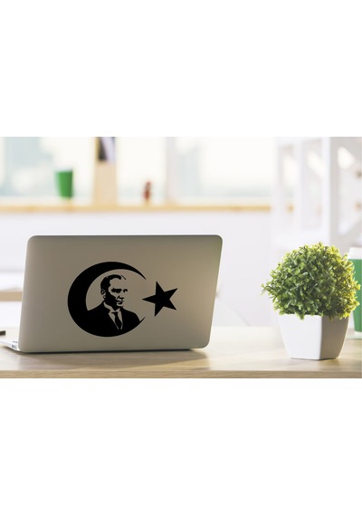 Atatürk Ve Türk Bayrağı Sticker - Araba Oto Motosiklet Karavan Araç Cam Sticker - 00218 12x9 Cm