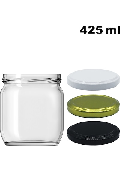 Afracam Metal Kapaklı Şeffaf Cam Kavanoz Siyah 425 ML