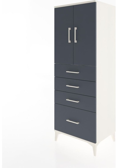 Hyperion Dolap 2 Raflı 4 Çekmeceli 2 Kapaklı 60x44x163 Aytaşı-antrasit Aytası