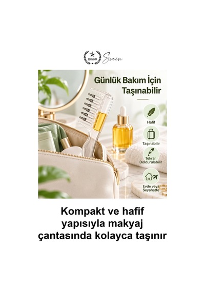 Saç Bakım Yağı Uygulama Tarağı Serum Aplikatörü Yeniden Doldurulabilir Hazneli Sızdırmaz Contalı Kaf Diğer