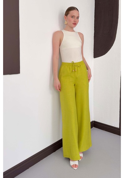 Verymoda Keten Pantolon D2381 Fıstık Yeşili