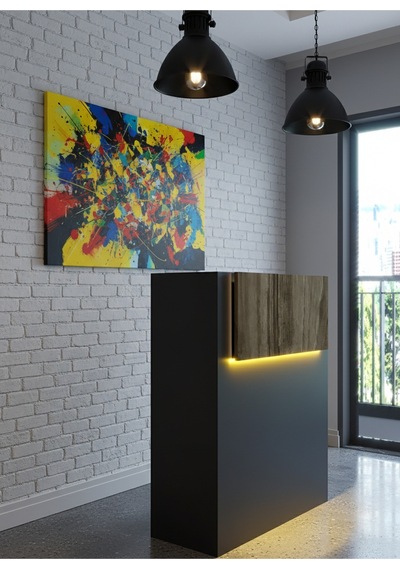 Resital Ledli Karşılama Bankosu G-90 Cm Ofis Kasa Resepsiyon Masası Banko-003-4-2