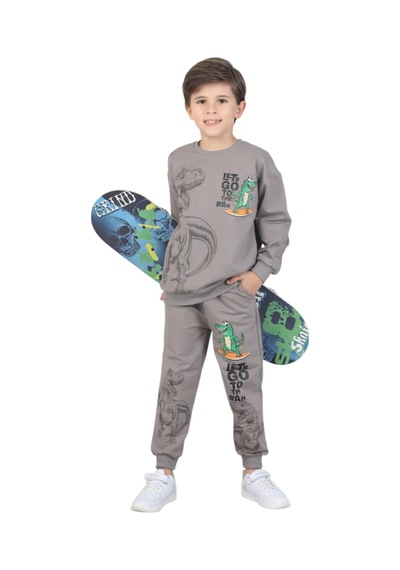 Erdem Kıds Erkek Çocuk Dinozor Baskılı Pijama Takımı İki İplik Eşofman Takımı Okul İkili Takım Taş Taş Erdem Kıds Erkek Çocuk Dinozor Baskılı Pijama Takımı İki İplik Eşofman Takımı Okul İkili Takım Taş Taş