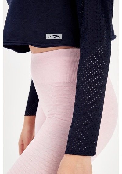 Maraton Active Regular Kadın Bisiklet Yaka Uzun Kol Fitness Açık Lacivert Sweatshirt 18557-açık Lacivert