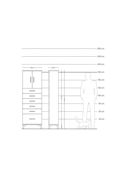 Arges Dolap 2 Raflı 6 Çekmeceli 2 Kapaklı 88x30x182 Aytaşı-ay... Aytaşı