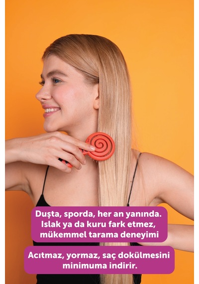Beauty Makaron Saç Fırçası - 3d Esnek, Aynalı, Çanta Boy - Compact Detangler Leylak