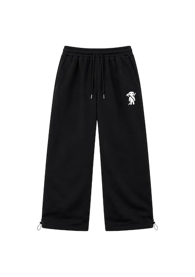 Zaee Street Alien Nakışlı Ayarlanabilir Paça Premium Baggy Eşofman Altı Siyah