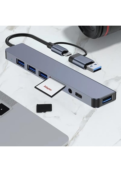 Jouis Usb Çoğaltıcı Dönüştürücü Adaptör Port Type C Usb 3.0 Hub For Mac Book Pro Air Otg Usb 3.0 Adapter Type-c Çevirici Usb Hub - Kaliteli Ve Hızlı 8 İn 1 Otg