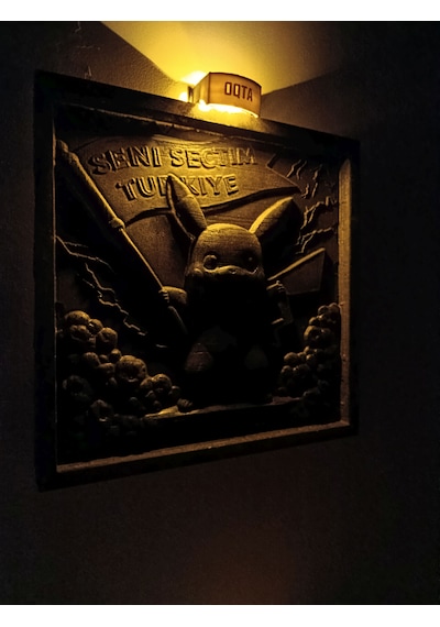 Seni Seçtim Türkiye Pikachu Temalı Işıklı Kabartma Tablo Siyah
