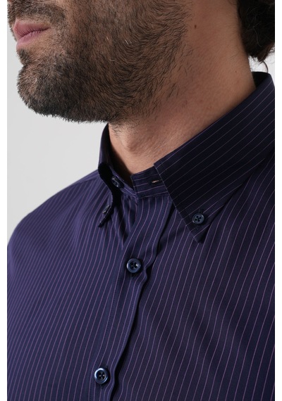 Bisse Regular Fit Erkek Uzun Kol Cepsiz Pamuk Lacivert Gömlek Gmczg250134 C39 Lacivert