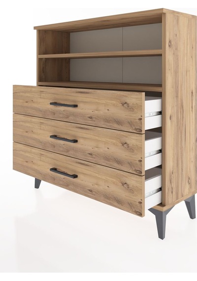 Arges Şifonyer 2 Raflı 3 Çekmeceli 88x30x96 Çam-çam Çam