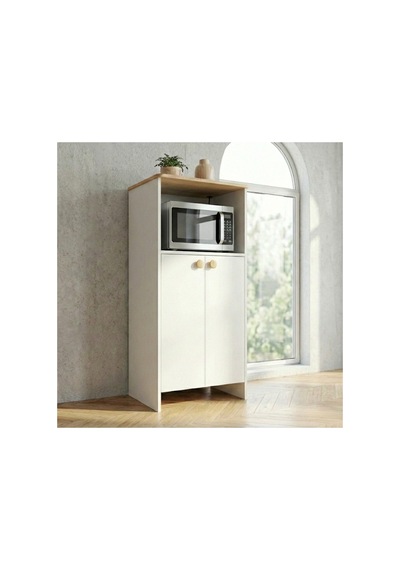 Mikrodalga Fırın Bölmeli Çok Amaçlı Mutfak Dolabı Beyaz / Safir Meşe 137cm Beyaz - 865123326 Beyaz