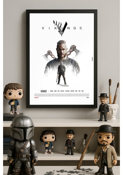 Vikings Siyah Ahşap Çerçeveli Poster, Dizi Duvar Tablosu