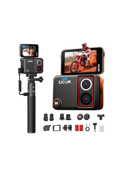 Sjcam Sj30 8k Starlight Çift Objektifli Aksiyon Kamerası - 48m, Flip Dokunmatik Ekran, Gece Görüşü, 6 Eksenli Sabitleme, 95 Ft Su Geçirmez, Ses Kontrolü, 2000 + 4200mah Piller, Vlog Ve Seyahat İçin